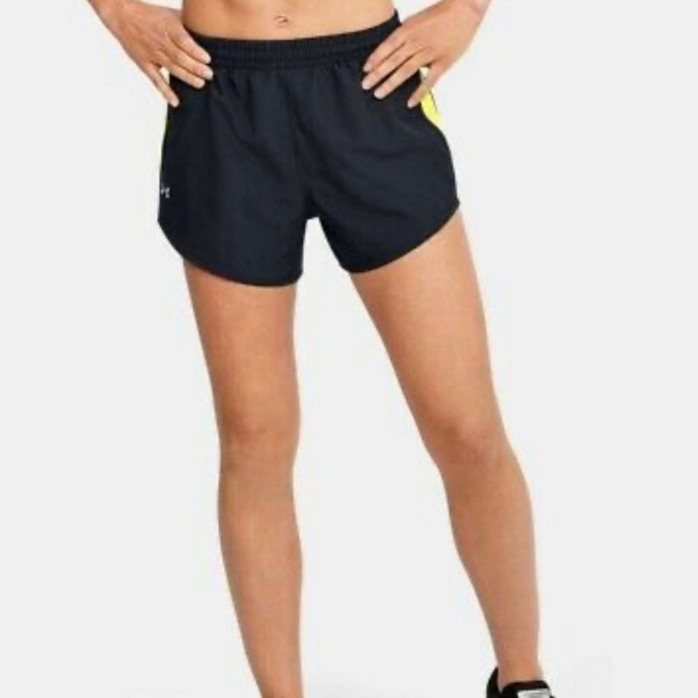 💖MEGA SALE💖 Under Armour Stride Black Yellow UA Shorts Women's 1290872 015